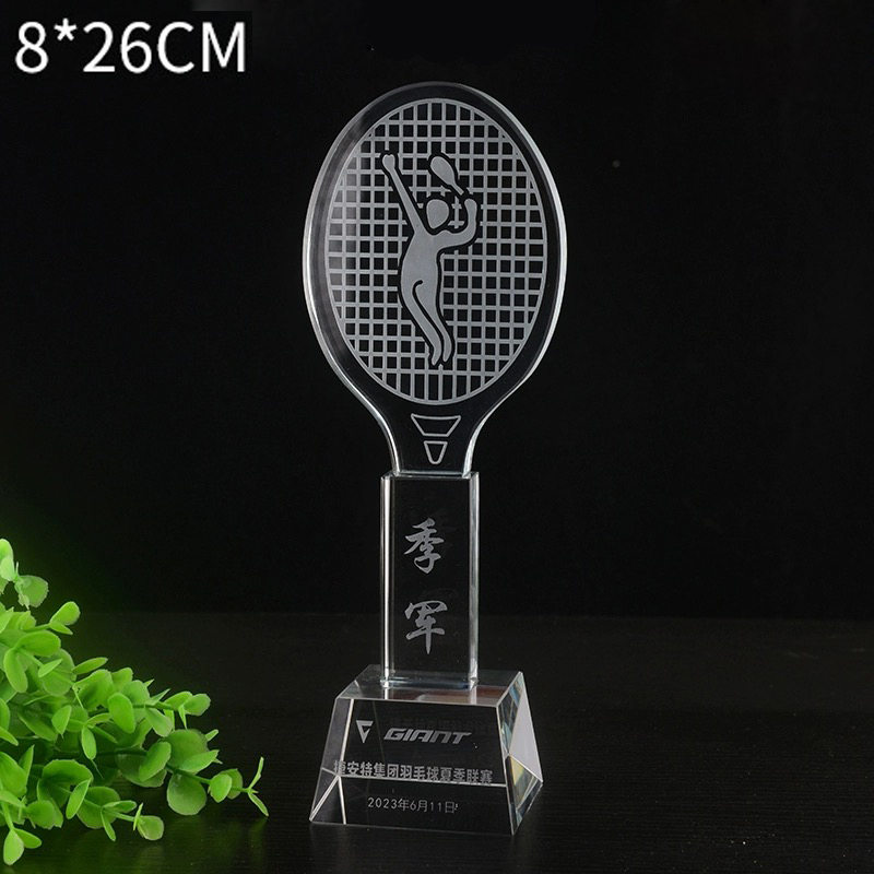 Customized Crystal Trophy Badm - Badminton Logo ulasan dan harga