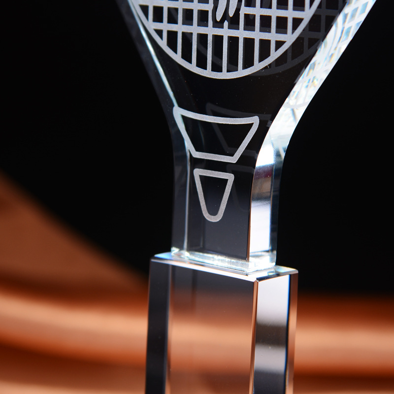 Customized Crystal Trophy Badm - Badminton Logo ulasan dan harga